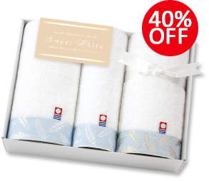 今治スイ－トホワイト　フェイスタオル2P・ハンドタオルセット