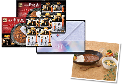 コンビネーションギフト　博多華味鳥　カレー・フリーズドライ＆今治タオルセット
