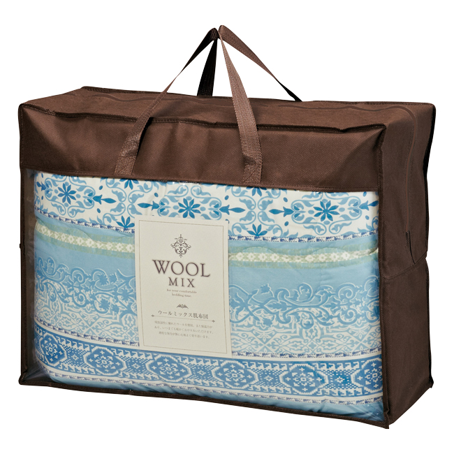 ウール混肌布団1枚　No.100　（ブルー）　割引き商品