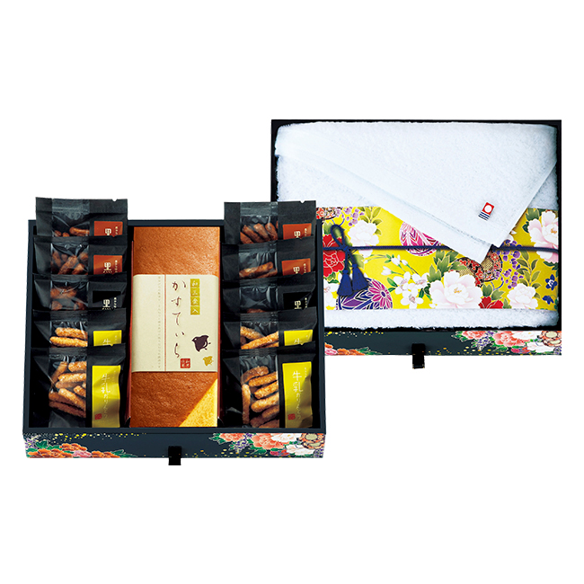 匠菴謹製　ミニたんす御進物　「ほまれ」かすてぃら＆今治産たおる　No.60