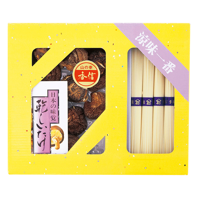 乾物家　国産椎茸と手延そうめん御詰合せ　No.15 （返：2割）｜初盆・新盆のお返し 割引き商品