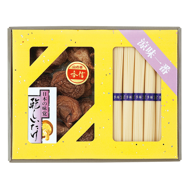 乾物家　国産椎茸と手延そうめん御詰合せ　No.20 （返：2割）｜初盆・新盆のお返し 割引き商品