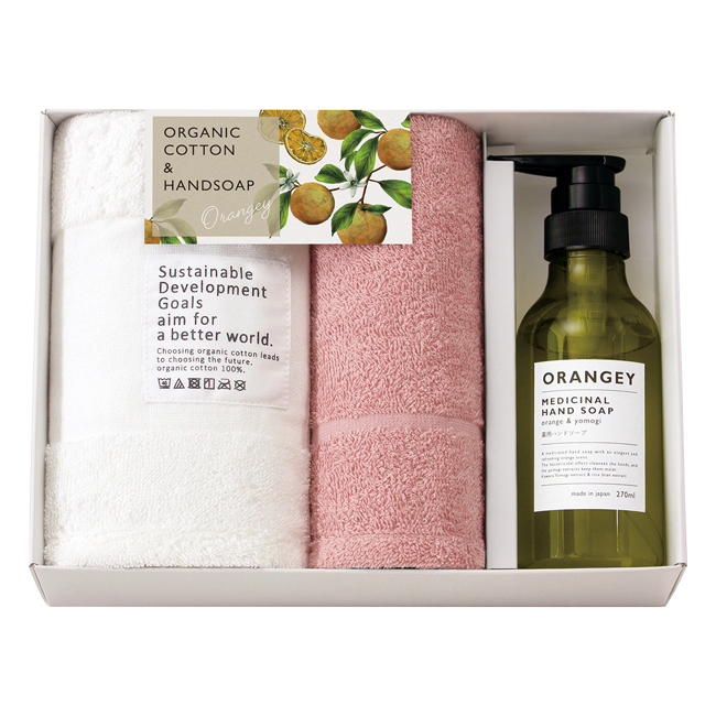 ORANGEY〈オランジー〉　薬用ハンドソ－プ・フェイスタオル・ハンドタオルセット　No.42　（ピンク）｜特選ギフト｜