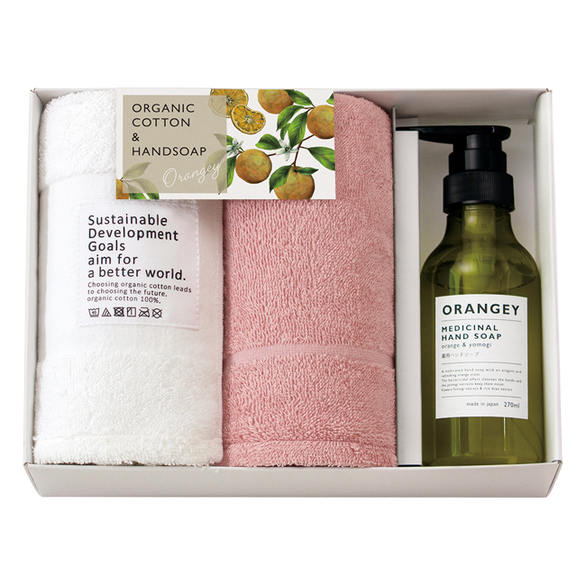 ORANGEY〈オランジー〉　薬用ハンドソ－プ・フェイスタオル2Pセット　No.47　（ピンク）｜特選ギフト｜