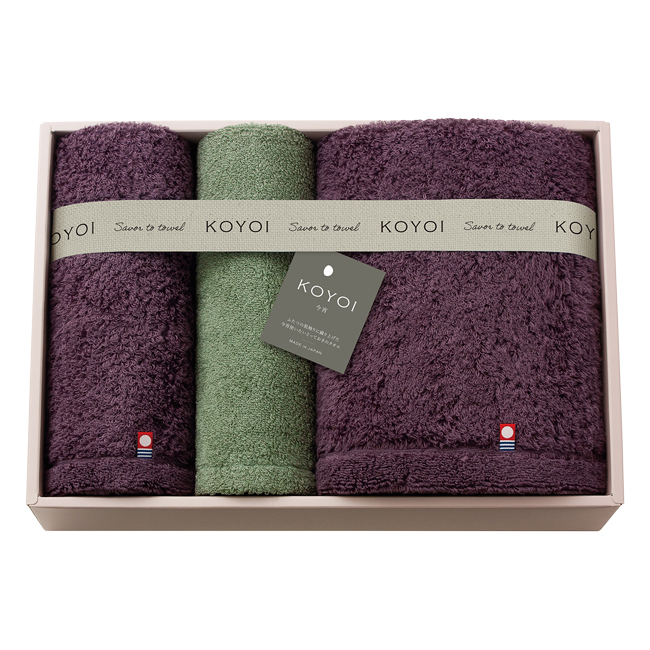 KOYOI〈今宵〉　今治・泉州　バスタオル・フェイスタオル2Pセット　No.100　割引き商品