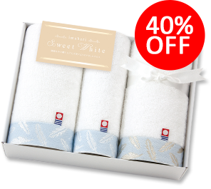 今治スイ－トホワイト　フェイスタオル2P・ハンドタオルセット