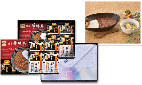 コンビネーションギフト　博多華味鳥　カレー・フリーズドライ＆今治タオルセット